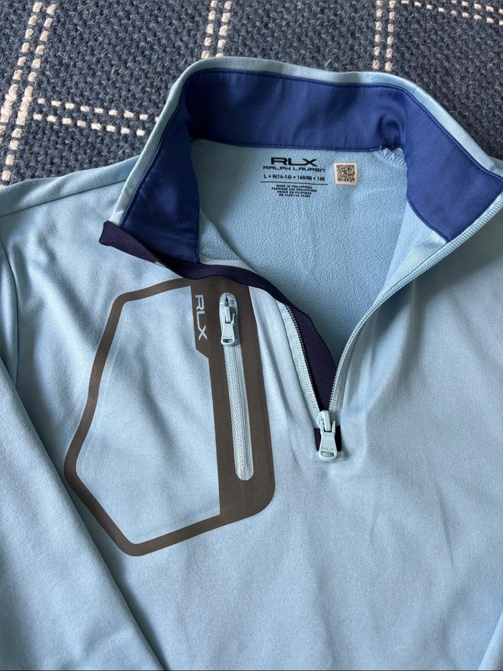 Boys Ralph Lauren Light Blue Golf Quarter-Zip Performance Pullover sz L